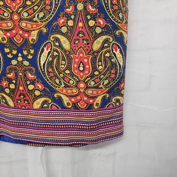 Merona Skirt Pencil Blue Paisley Retro Festival Boho 14 - Picture 4 of 13